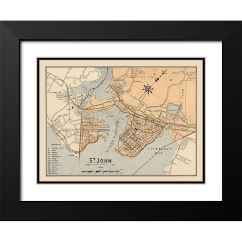 St John New Brunswick Canada - White 1906 Black Modern Wood Framed Art Print with Double Matting by White