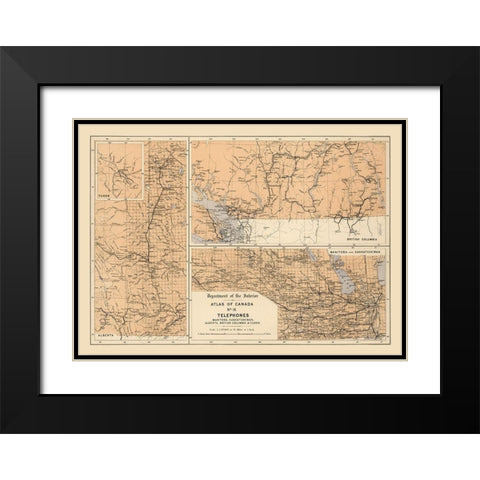 Telephones Canada - White 1906 Black Modern Wood Framed Art Print with Double Matting by White