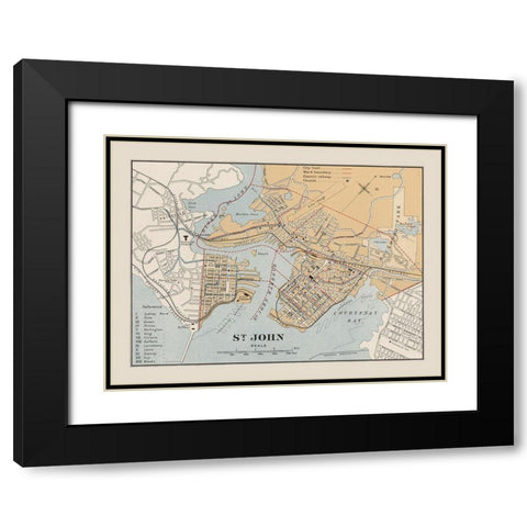 St John Canada - Chalifour 1915 Black Modern Wood Framed Art Print with Double Matting by Chalifour