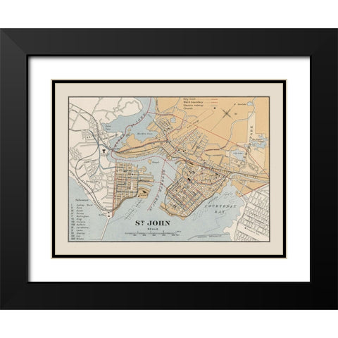 St John Canada - Chalifour 1915 Black Modern Wood Framed Art Print with Double Matting by Chalifour