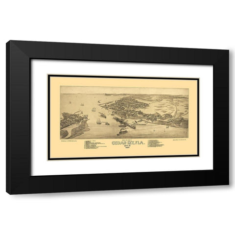 Cedar Key Florida - Beck 1885 Black Modern Wood Framed Art Print with Double Matting by Beck