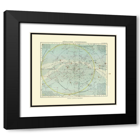 Celestial North Pole - Perthes 1914 Black Modern Wood Framed Art Print with Double Matting by Perthes