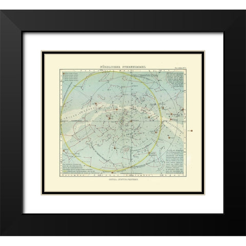 Celestial North Pole - Perthes 1914 Black Modern Wood Framed Art Print with Double Matting by Perthes