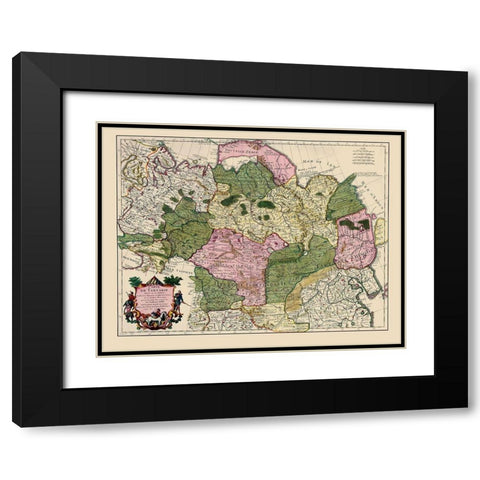 Asia China Russia - De Lisle 1706 Black Modern Wood Framed Art Print with Double Matting by De L''isle