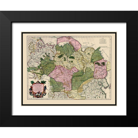 Asia China Russia - De Lisle 1706 Black Modern Wood Framed Art Print with Double Matting by De L''isle