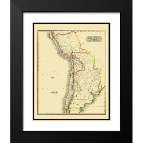 South America Chile Bolivia Argentina Peru Black Modern Wood Framed Art Print with Double Matting by Thomson
