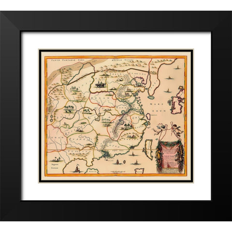 Travel Route China - Nieuhoff 1655 Black Modern Wood Framed Art Print with Double Matting by Nieuhoff