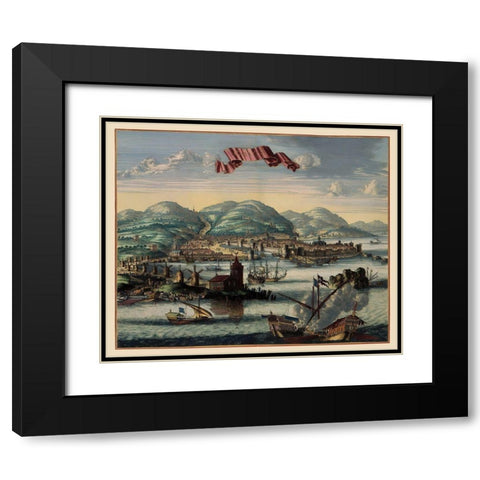 Chios Panoramic Greece - Jansson 1657 Black Modern Wood Framed Art Print with Double Matting by Jansson