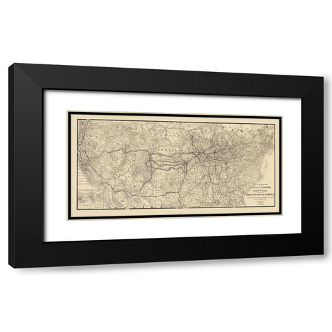 Chicago, Rock Island and Pacific Railroad 1879 Black Modern Wood Framed Art Print with Double Matting by Heubach