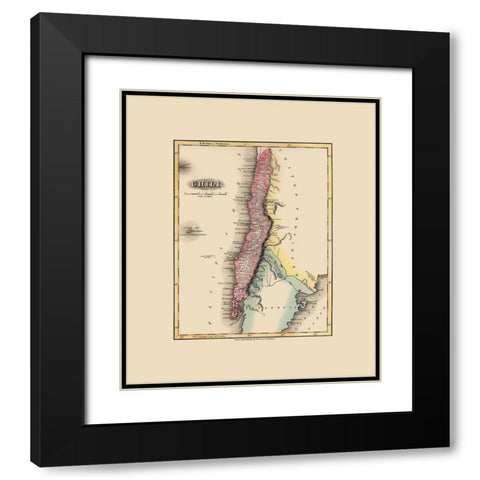 South America Chile - Lucas 1823 Black Modern Wood Framed Art Print with Double Matting by Lucas