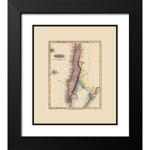 South America Chile - Lucas 1823 Black Modern Wood Framed Art Print with Double Matting by Lucas