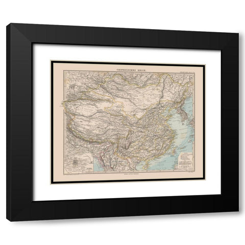 China - Stieler 1885 Black Modern Wood Framed Art Print with Double Matting by Stieler