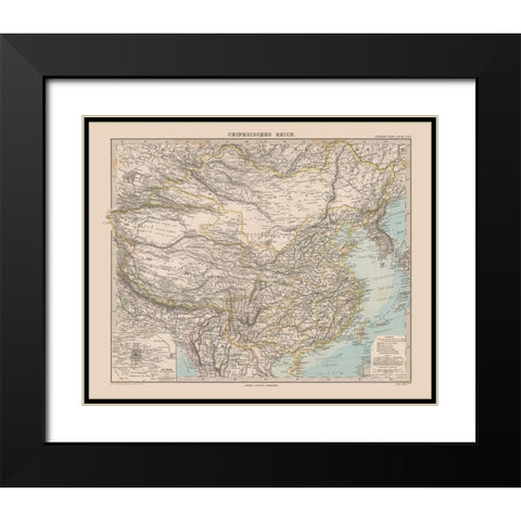 China - Stieler 1885 Black Modern Wood Framed Art Print with Double Matting by Stieler