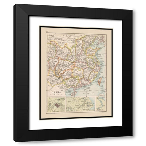 China - Bartholomew 1892 Black Modern Wood Framed Art Print with Double Matting by Bartholomew