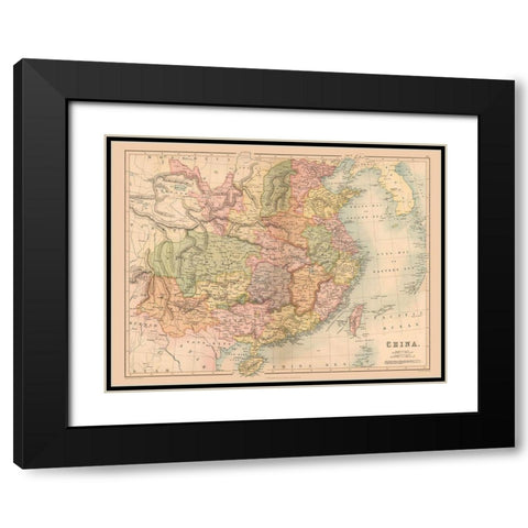 China - Black 1867 Black Modern Wood Framed Art Print with Double Matting by Black