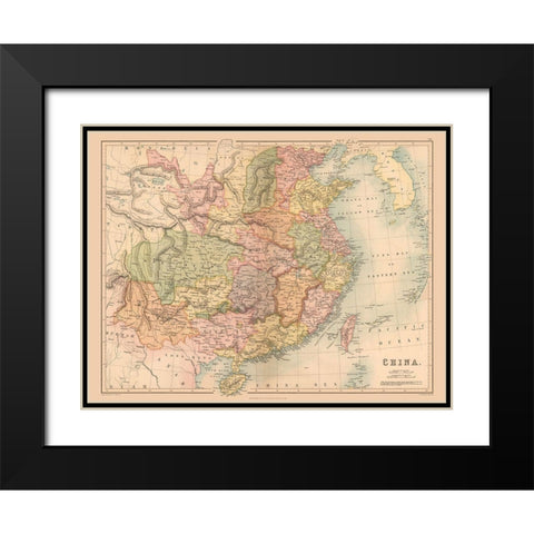 China - Black 1867 Black Modern Wood Framed Art Print with Double Matting by Black
