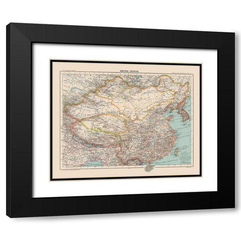 Asia Chinese Empire China - Schrader 1908 Black Modern Wood Framed Art Print with Double Matting by Schrader