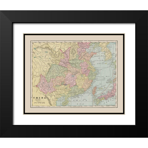 China - Cram 1892 Black Modern Wood Framed Art Print with Double Matting by Cram