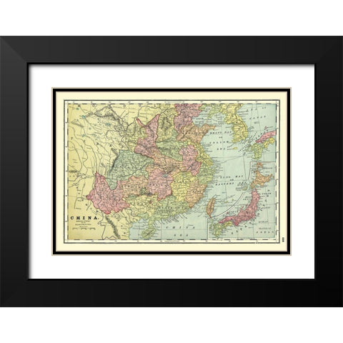 Standard World Atlas China - Cram 1901 Black Modern Wood Framed Art Print with Double Matting by Cram