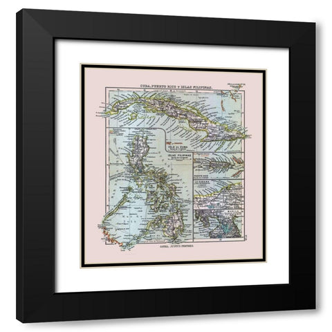Cuba Puerto Rico Philippines - Perthes 1921 Black Modern Wood Framed Art Print with Double Matting by Perthes