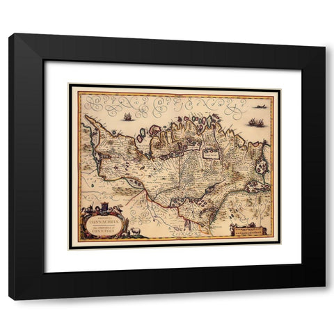 Connacht Province Ireland - Jansson 1642 Black Modern Wood Framed Art Print with Double Matting by Jansson