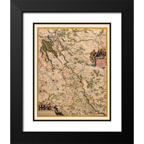 Germany - Visscher 1681 Black Modern Wood Framed Art Print with Double Matting by Visscher