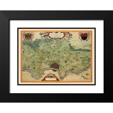 Cologne Area Germany - Visscher 1681 Black Modern Wood Framed Art Print with Double Matting by Visscher
