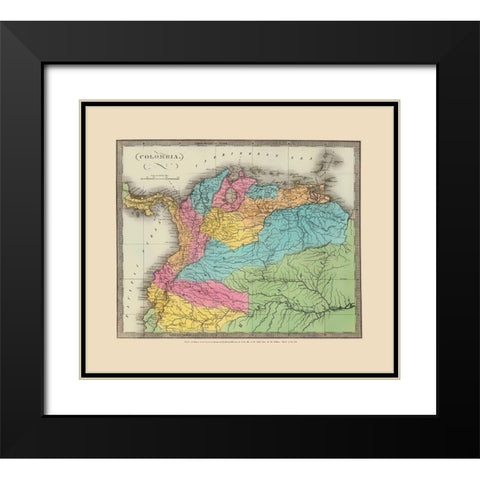 South America Colombia - Stone 1835 Black Modern Wood Framed Art Print with Double Matting by Stone