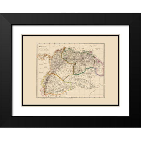 South America Colombia - Arrowsmith 1844 Black Modern Wood Framed Art Print with Double Matting by Arrowsmith