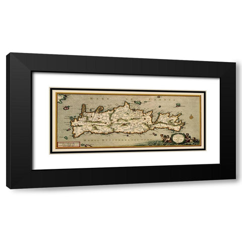Crete Greece - Visscher 1680 Black Modern Wood Framed Art Print with Double Matting by Visscher