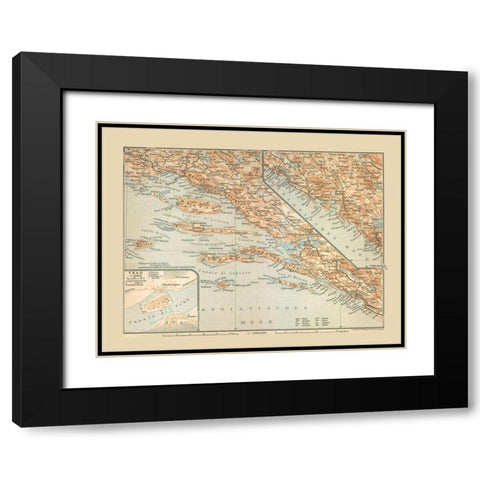 Southern Croatia Europe - Baedeker 1910 Black Modern Wood Framed Art Print with Double Matting by Baedeker