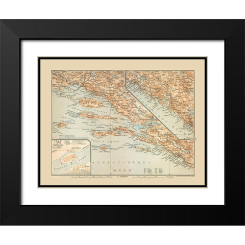 Southern Croatia Europe - Baedeker 1910 Black Modern Wood Framed Art Print with Double Matting by Baedeker