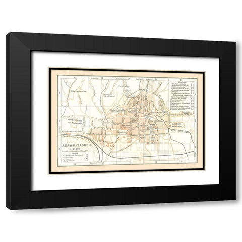 Zagreb Croatia Europe - Baedeker 1896 Black Modern Wood Framed Art Print with Double Matting by Baedeker