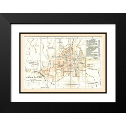 Zagreb Croatia Europe - Baedeker 1896 Black Modern Wood Framed Art Print with Double Matting by Baedeker