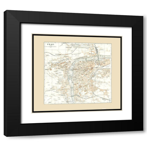 Prague Czech Republic Europe - Baedeker 1896 Black Modern Wood Framed Art Print with Double Matting by Baedeker