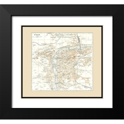 Prague Czech Republic Europe - Baedeker 1896 Black Modern Wood Framed Art Print with Double Matting by Baedeker