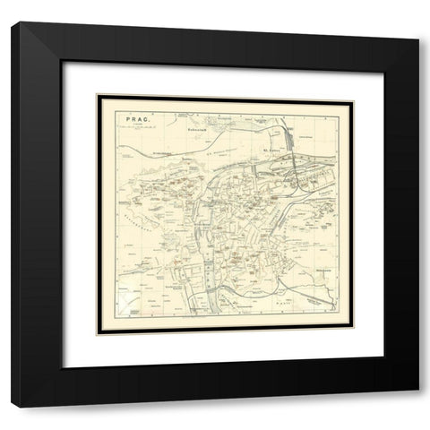 Prague Czech Republic Europe - Baedeker 1896 Black Modern Wood Framed Art Print with Double Matting by Baedeker