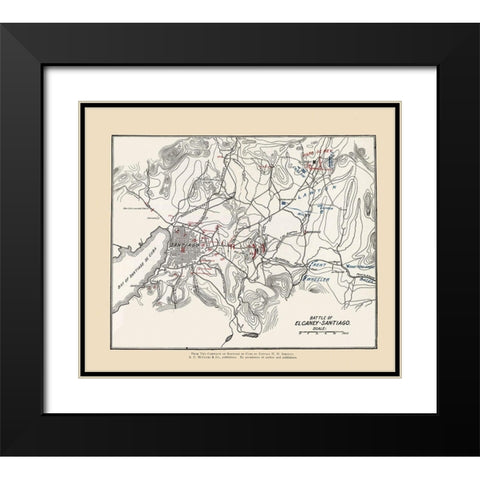 El Carney-Santiago Battle Map 1 of 3 1907 Black Modern Wood Framed Art Print with Double Matting by McClurg