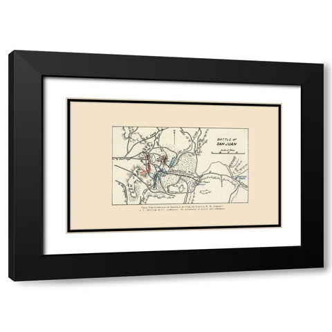 San Juan Battle Map 1 of 2 1907 Black Modern Wood Framed Art Print with Double Matting by McClurg