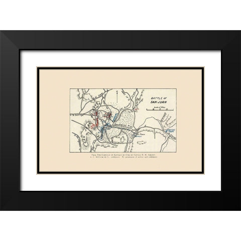 San Juan Battle Map 1 of 2 1907 Black Modern Wood Framed Art Print with Double Matting by McClurg