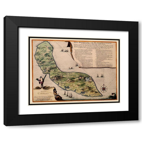 Caribbean Curacao - 1690 Black Modern Wood Framed Art Print with Double Matting by Unknown