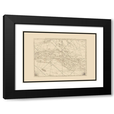 Surrounding Nautical Chart Caribbean Cuba Black Modern Wood Framed Art Print with Double Matting by Jefferys