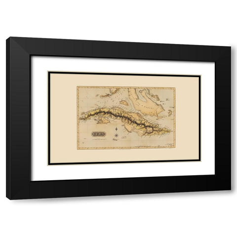 Caribbean Cuba - Lucas 1823 Black Modern Wood Framed Art Print with Double Matting by Lucas
