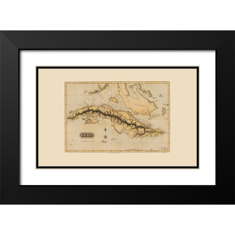 Caribbean Cuba - Lucas 1823 Black Modern Wood Framed Art Print with Double Matting by Lucas