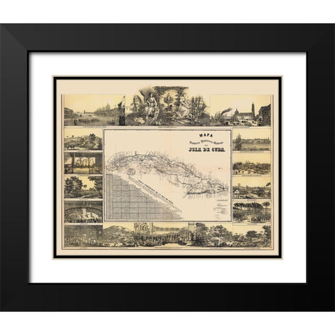 Caribbean Cuba - May 1853 Black Modern Wood Framed Art Print with Double Matting by May