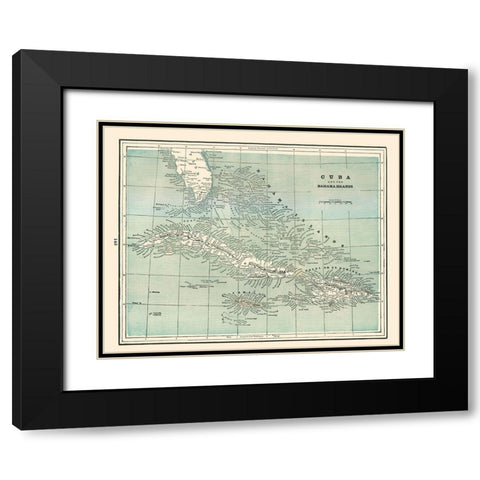 Cuba Bahamas - Rathbun 1893 Black Modern Wood Framed Art Print with Double Matting by Rathbun
