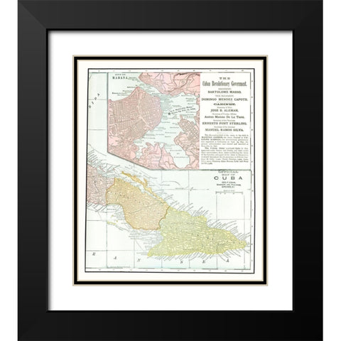 Caribbean Cuba - Cram 1898 Black Modern Wood Framed Art Print with Double Matting by Cram
