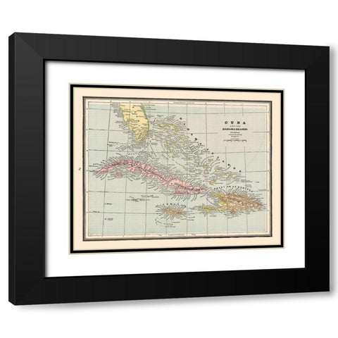Central America Cuba Bahama Islands - Cram 1888 Black Modern Wood Framed Art Print with Double Matting by Cram