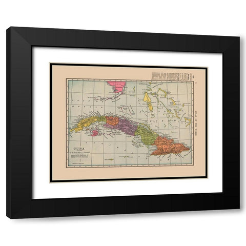Central America Cuba - Hammond 1910 Black Modern Wood Framed Art Print with Double Matting by Hammond