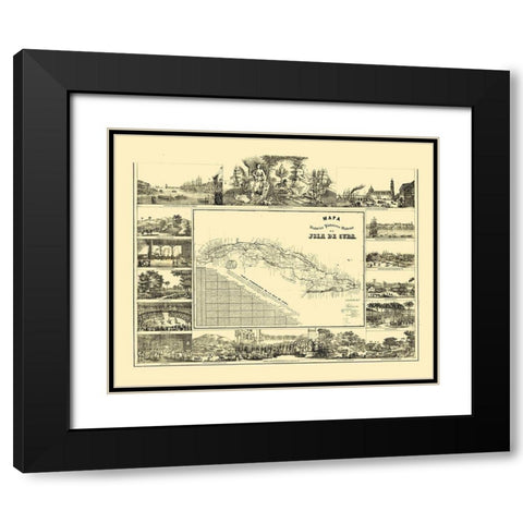 Central America Cuba - May 1853 Black Modern Wood Framed Art Print with Double Matting by May